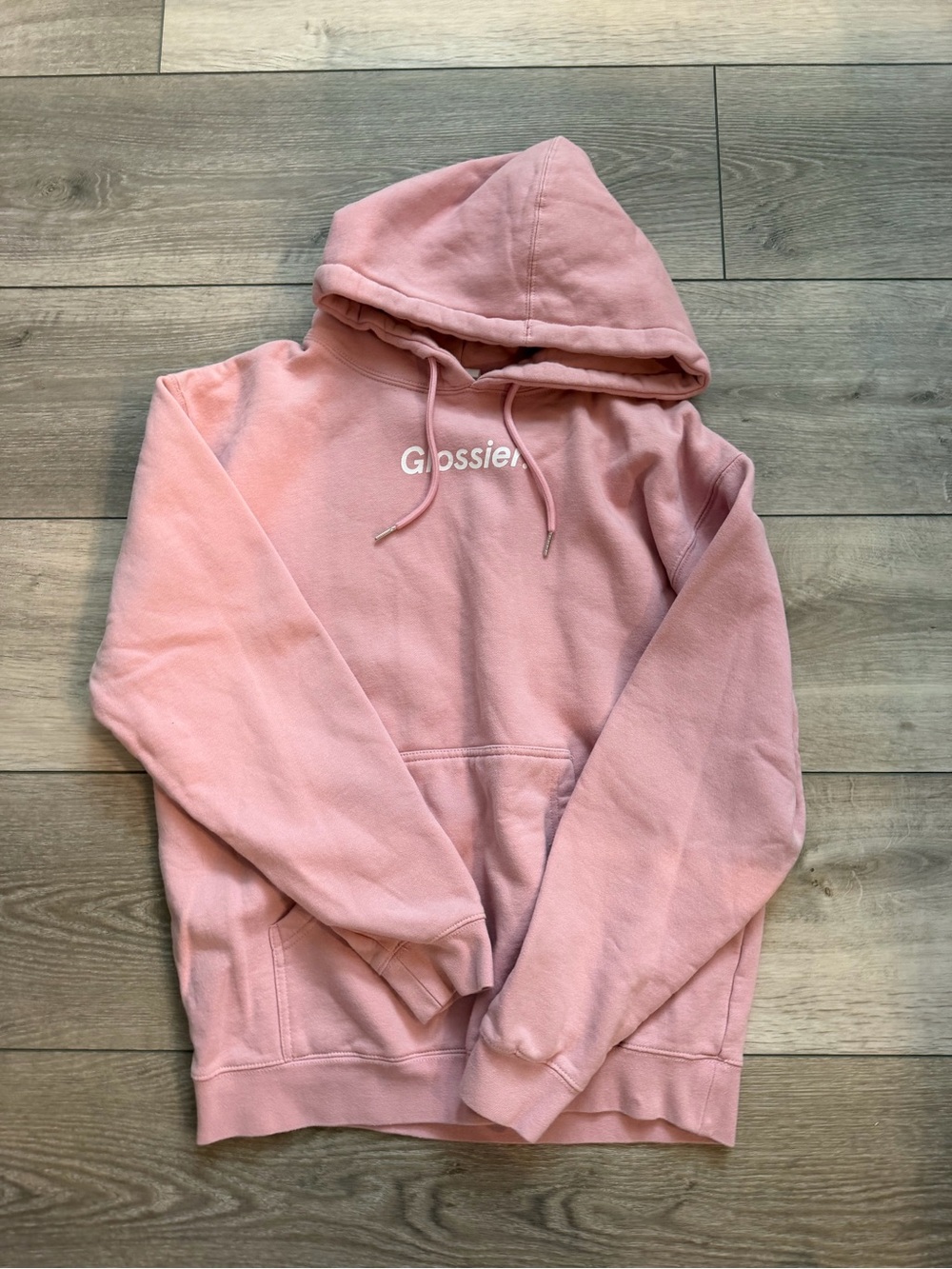 Glossier Pink Pullover Hoodie with Logo